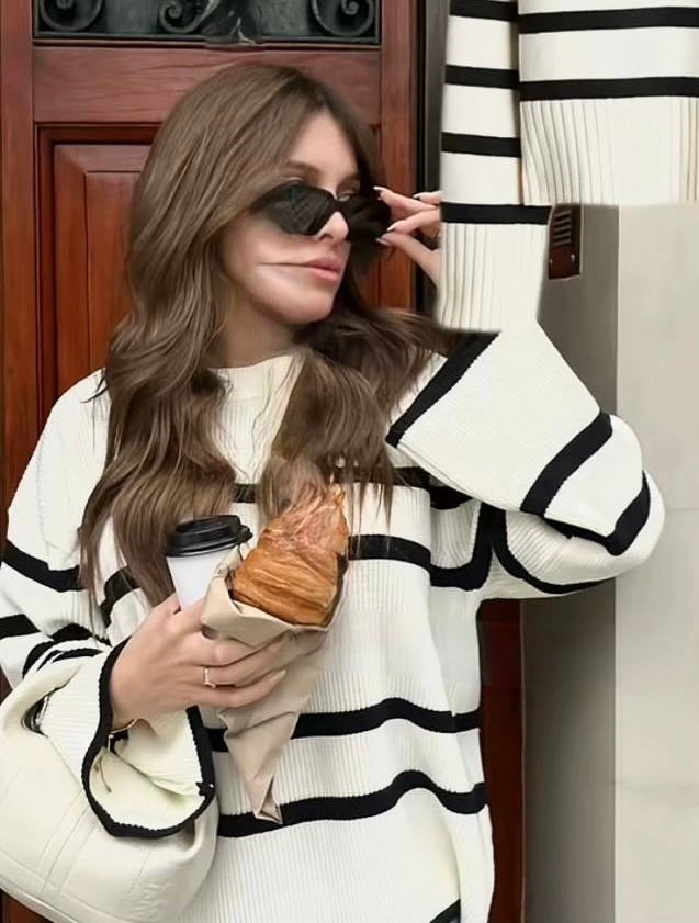 Striped long pullover