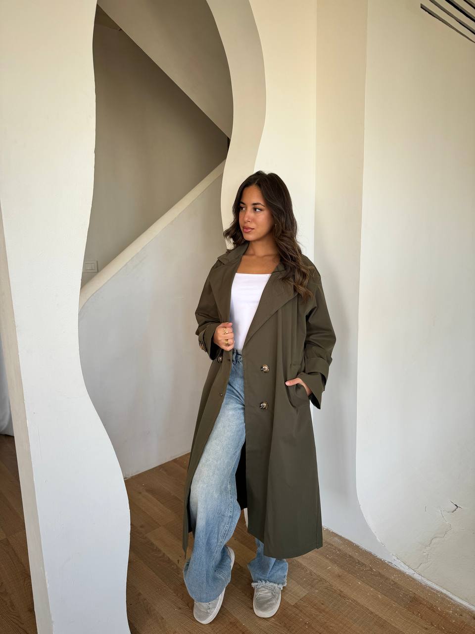 Gabardine trench coat