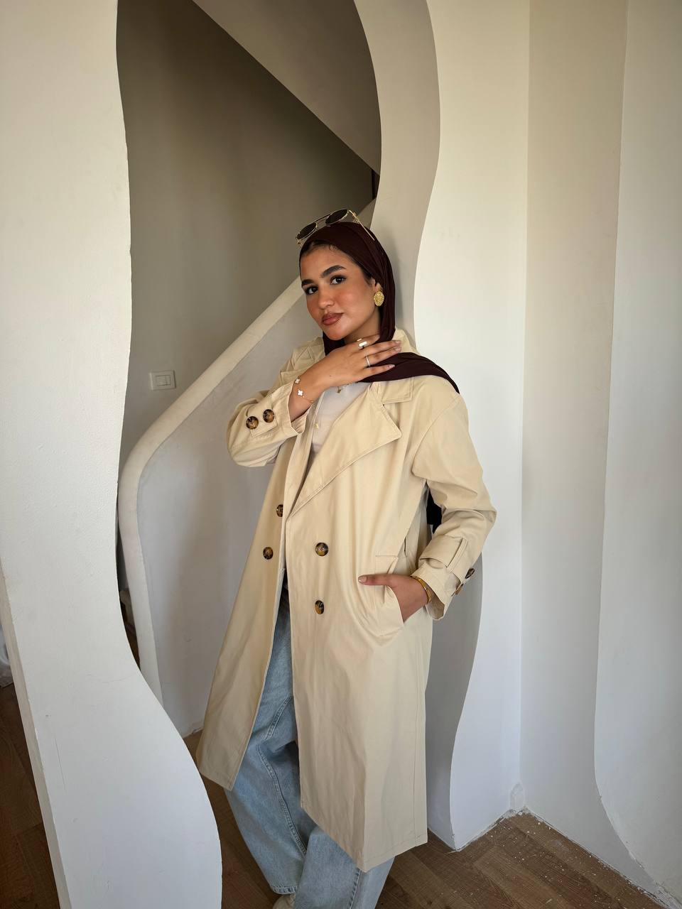 Gabardine trench coat
